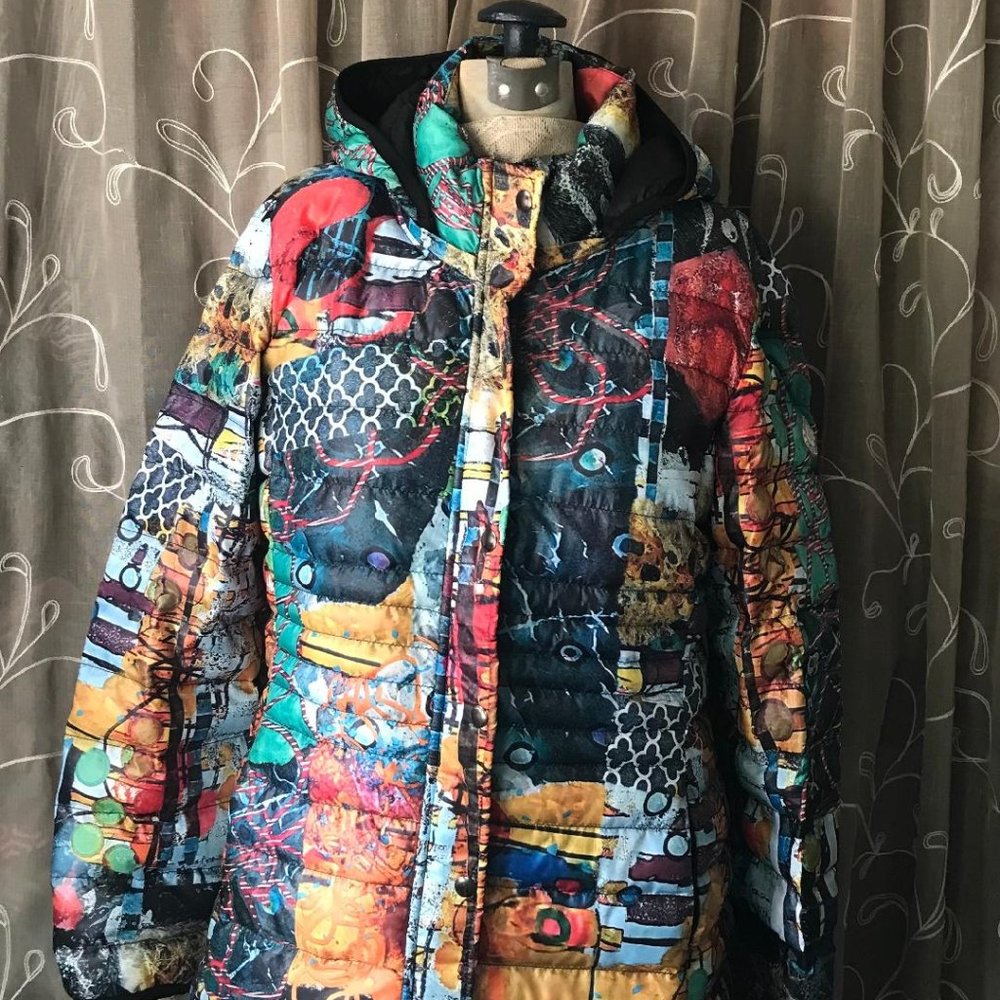 Dolcezza Simply Art  multicolored Puffer Jacket size M